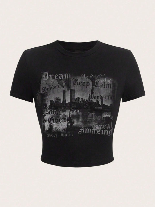 Damen Kurzarm T-Shirt mit auffälligem Motorrad-Design EB