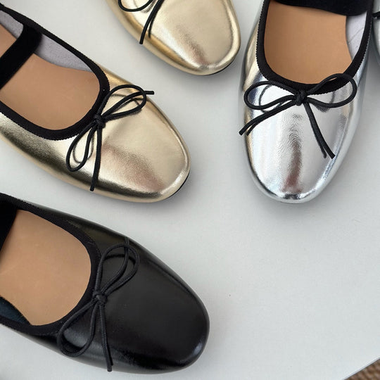 Damen Ballerinas mit Glanz-Finish und elastischem Einschlupf EB
