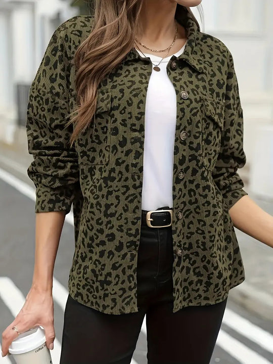 Damen Flanelljacke mit Leopardenmuster EB