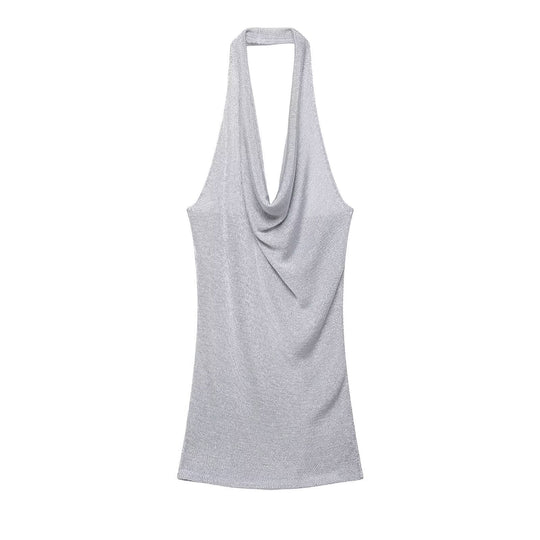 Damen Haltertop mit elegantem Wasserfallausschnitt und figurumspielendem Schnitt EB