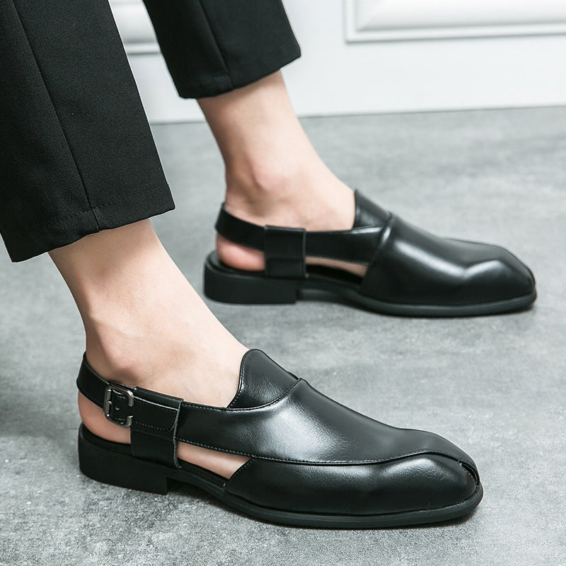 Damen elegante Leder-Mokassins mit verstellbarem Riemen EB