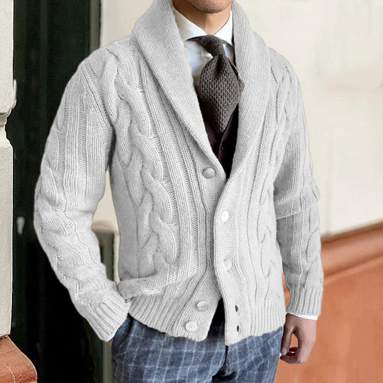 Herren Strickjacke mit modernen Zopfmuster EB