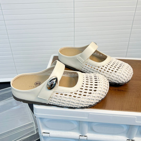 Damen Komfort Clogs mit modischem Flechtmuster und verstellbarem Riemen EB