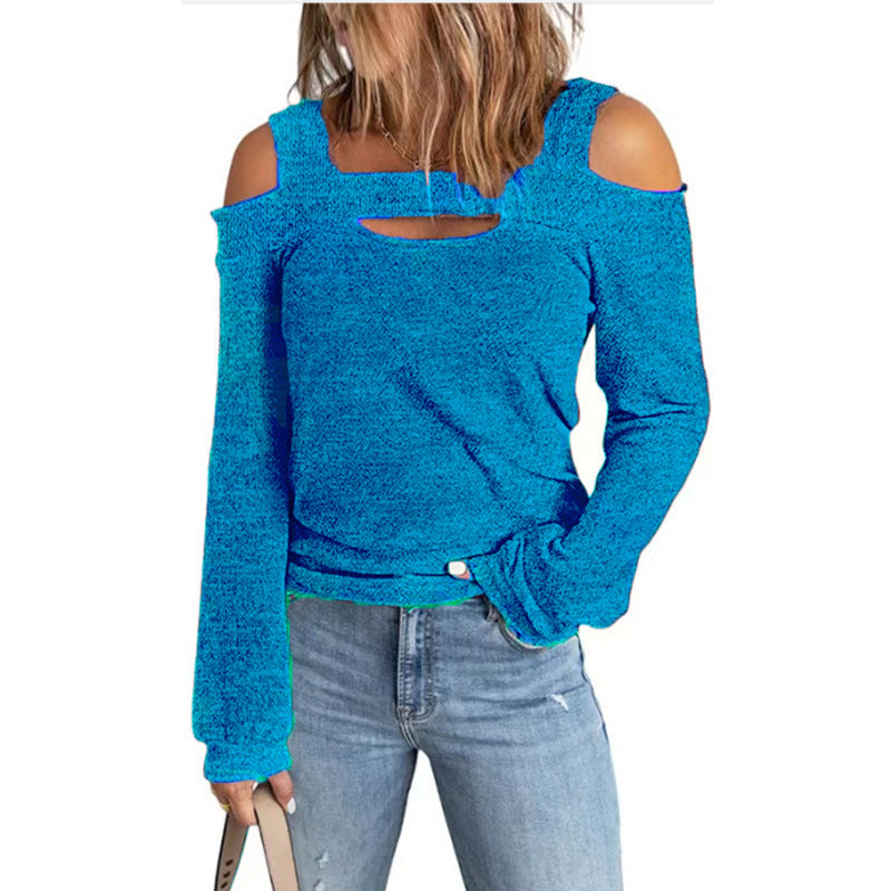Damen lässiges Langarmshirt mit Cut-Out-Design EB