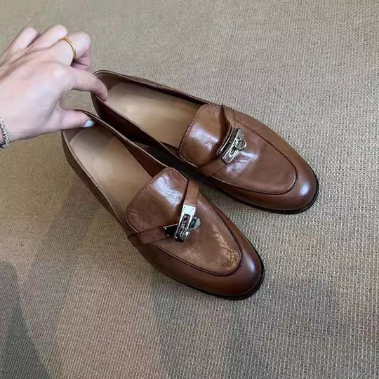 Damen elegante Loafer mit modischen Schnallenakzenten EB