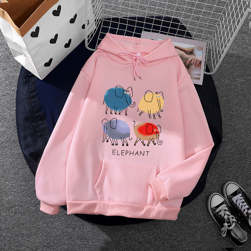 Damen nan Kapuzenpullover mit minimalistischer Grafik, lockerer Oversize-Passform und Kängurutasche EB
