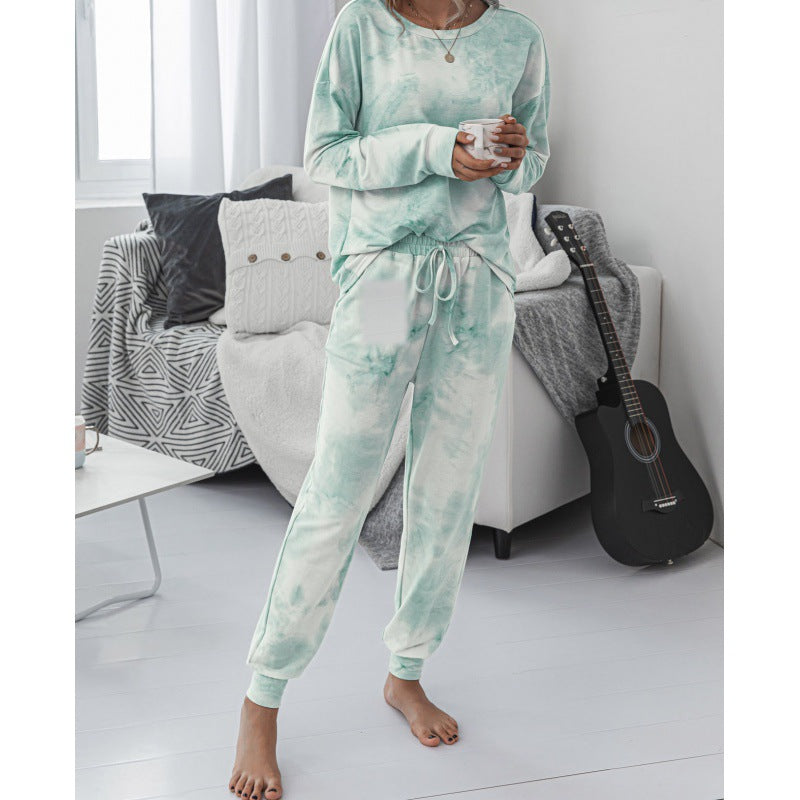 Damen Lässiger Tie-Dye Lounge-Jumpsuit mit Kordelzug und Eingrifftaschen EB