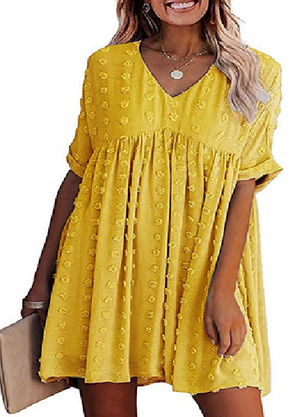 EB | Locker Sitzendes Kurzärmliges Weites Taillenkleid