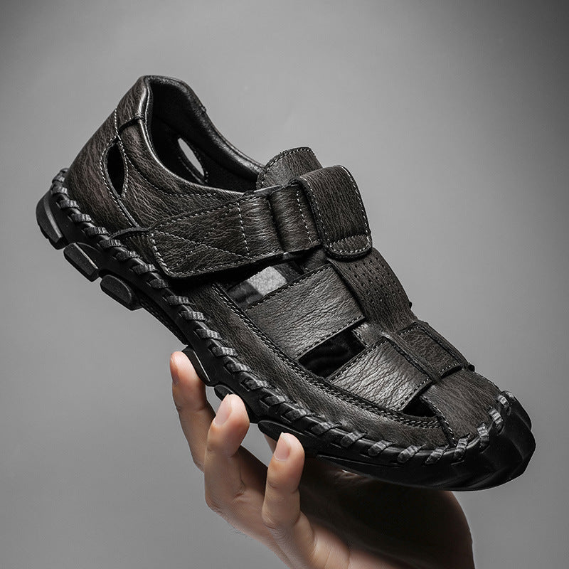 Herren Komfortable Leder-Sandalen mit atmungsaktivem Design und verstellbarem Riemensystem EB