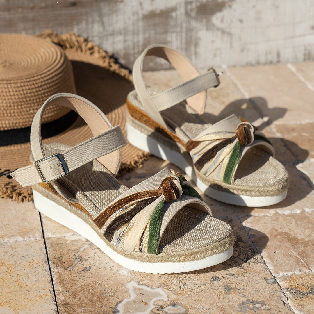 Damen Plateau-Sandalen mit modischem Riemendesign und komfortablem Fußbett EB