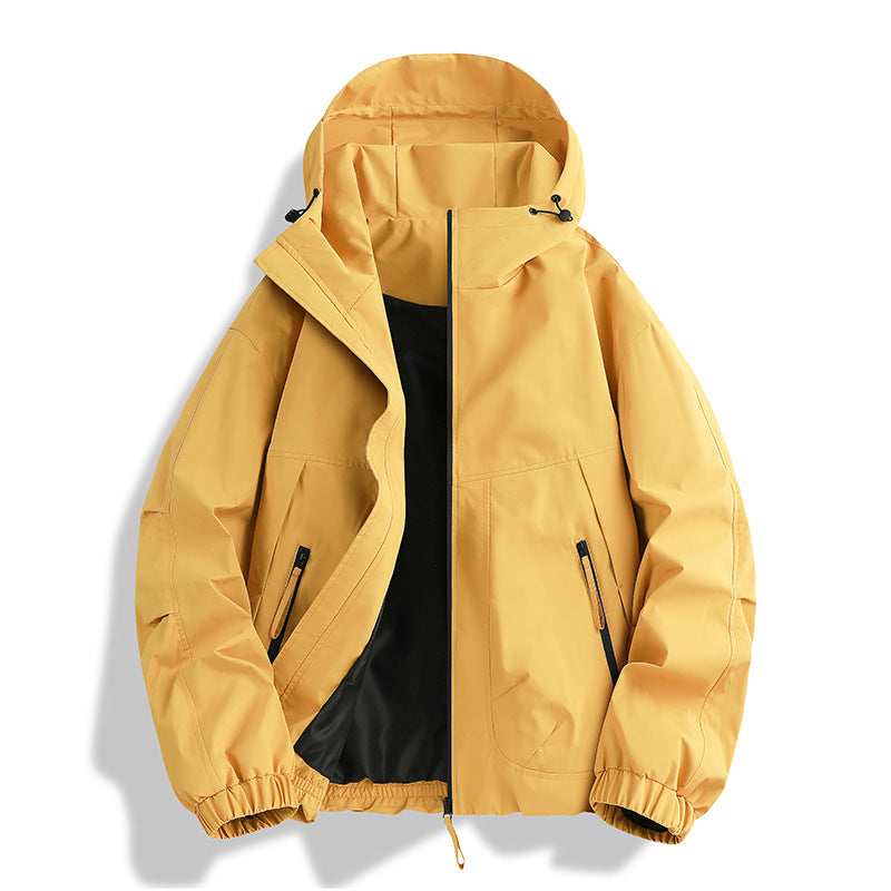 Herren wasserdichter Hooded-Utility-Parka mit verschweißten Nähten, verstellbarer Kapuze und verdeckten Reißverschlusstaschen EB