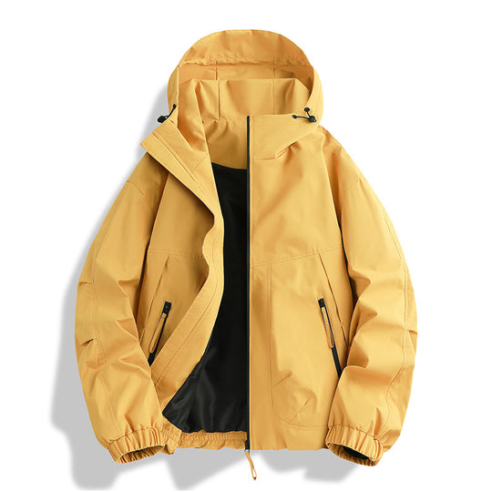 Herren wasserdichter Hooded-Utility-Parka mit verschweißten Nähten, verstellbarer Kapuze und verdeckten Reißverschlusstaschen EB