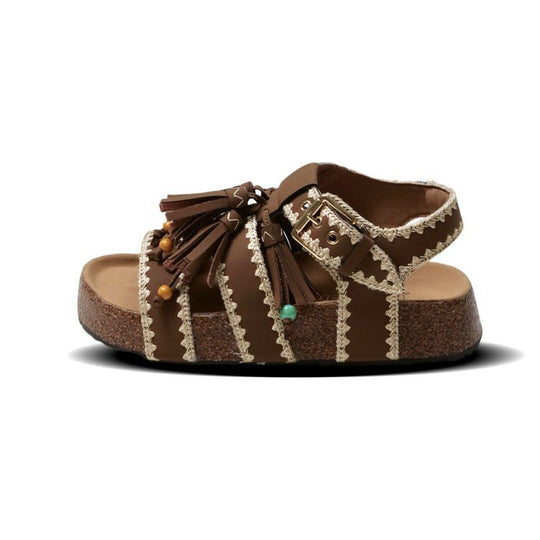 Damen lässige Sandalen mit dekorativen Quasten und verstellbarem Riemen EB