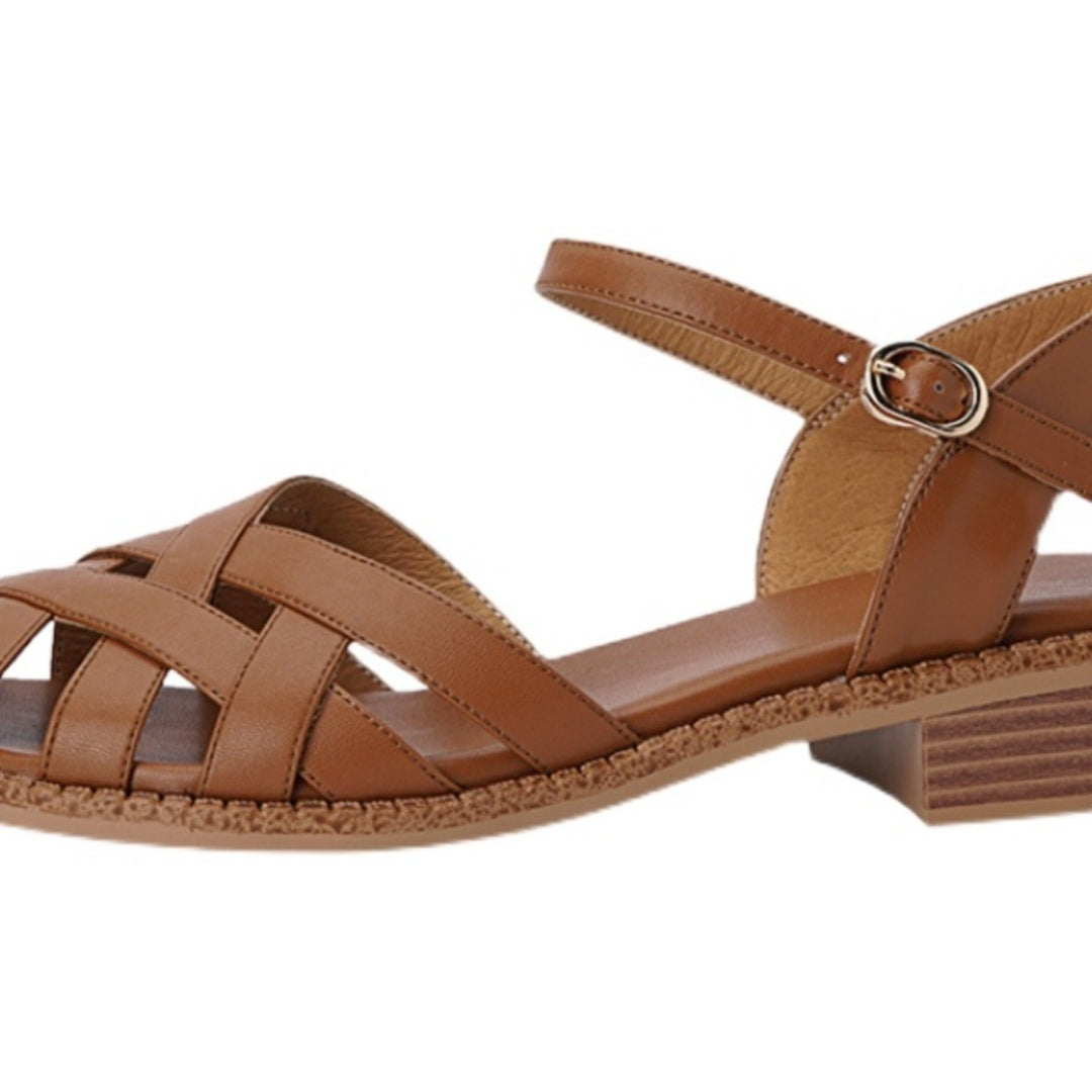 Damen Riemchen-Sandalen mit elegantem Flechtdesign und komfortablem Fußbett EB