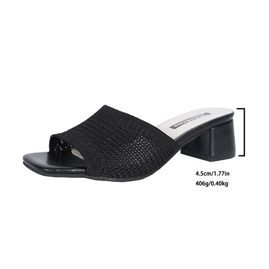 Damen modische Mules mit elegantem Netzdesign und komfortablem Blockabsatz EB