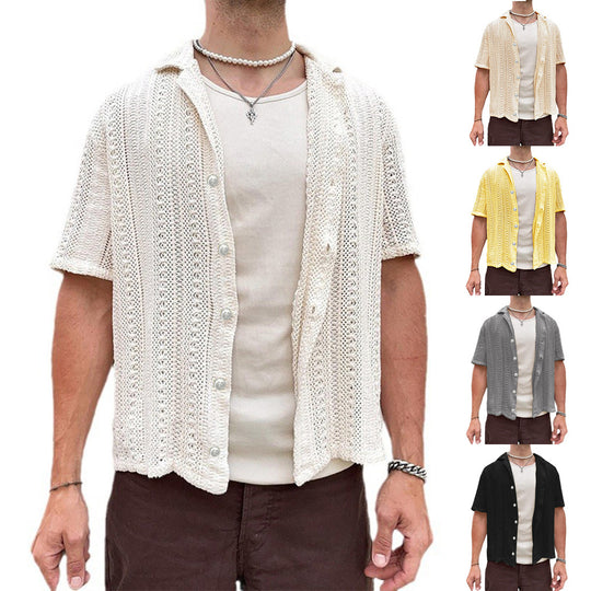 Herren Kurzarm Strickhemd EB