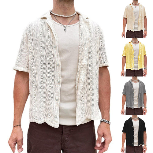 Herren Kurzarm Strickhemd EB