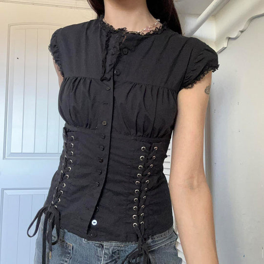 Damen Trendiger Volantrock mit asymmetrischem Schnitt und Rüschen EB