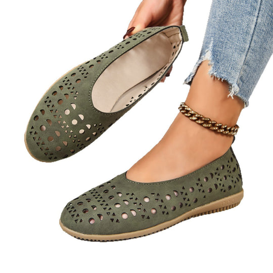Damen Ballerinas mit modischem Lochdesign und rutschfester Sohle EB