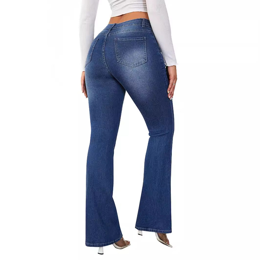 Damen Flared Jeans mit hohem Bund und bequemer Passform EB