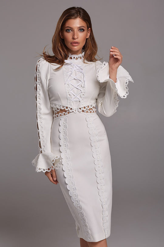 Damen Elegantes Maxikleid mit Spitzenapplikationen und Schößchen EB