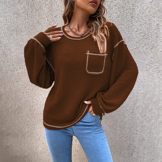 Damen lässiger Pullover mit modischen Puffärmeln EB