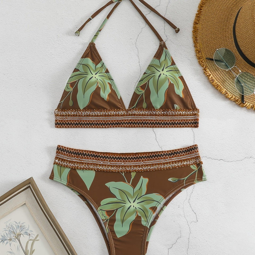 Damen Triangel-Bikini mit floralem Muster und komfortablem Tragekomfort EB