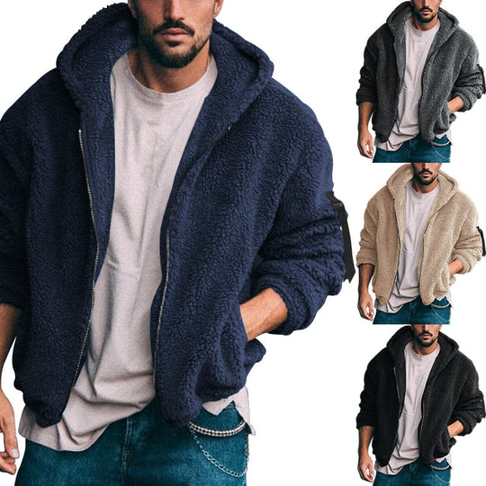 Herren Fleecejacke mit weichem Innenfutter und Kapuze EB