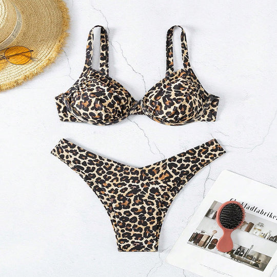 Damen Triangel-Bikini mit raffiniertem Leopardenmuster EB