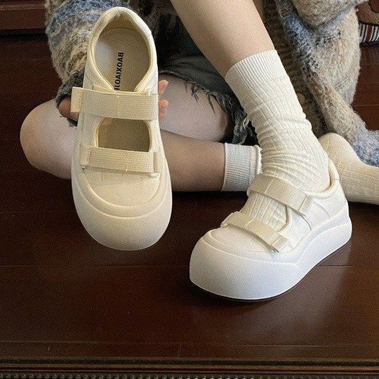 Damen Bequeme Plateau-Sneaker mit verstellbarem Klettverschluss EB