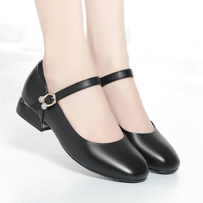 Damen Mary Jane Ballerinas mit elegantem Riemchen und modischem Strassdetail EB