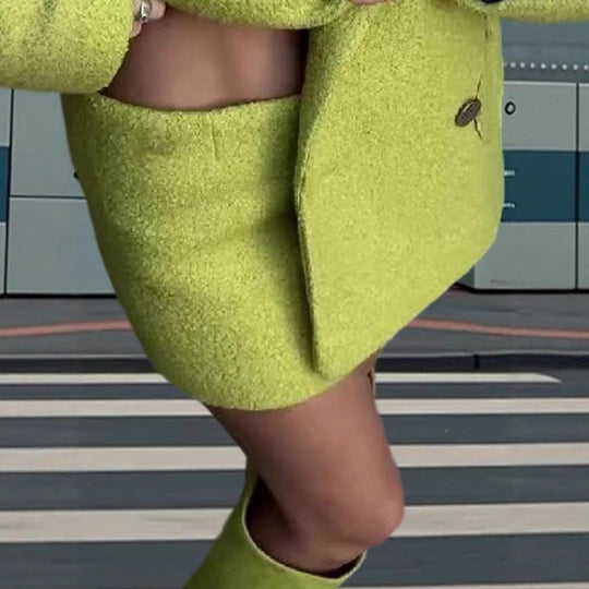 Damen Trendiger Überwurf-Blazer aus Wollmischung mit Herz-Detail EB