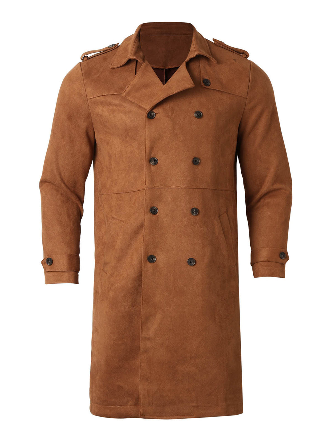 Herren Elegante Suede Trenchcoat mit doppelter Knopfleiste und praktischen Taschen EB