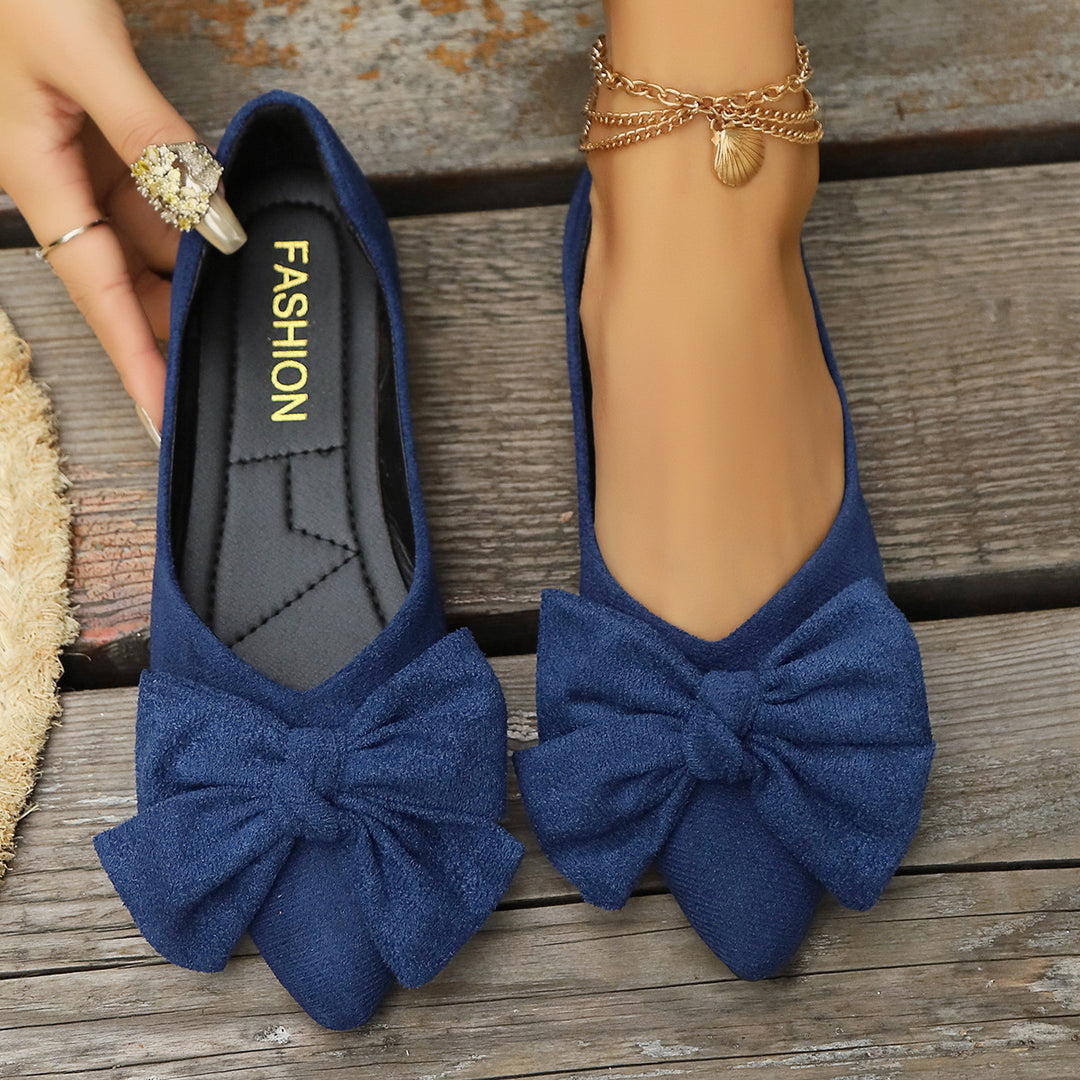Damen Ballerinas mit eleganter Schleifenapplikation und spitzem Zehenbereich EB