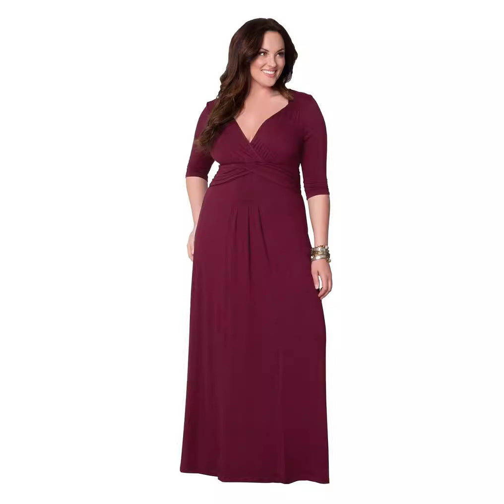 Damen elegantes Maxikleid mit Wickeldetail EB