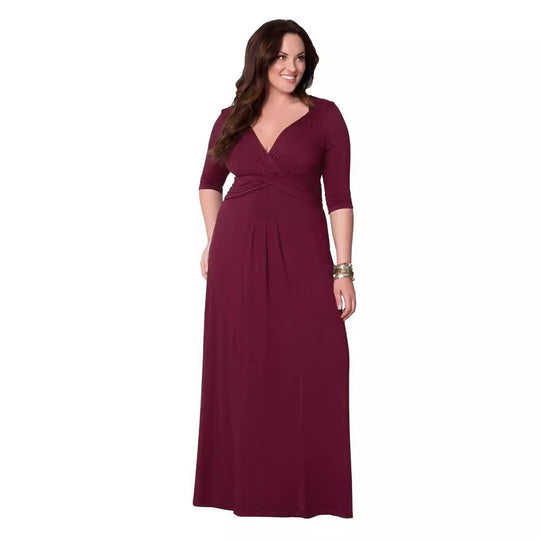 Damen elegantes Maxikleid mit Wickeldetail EB
