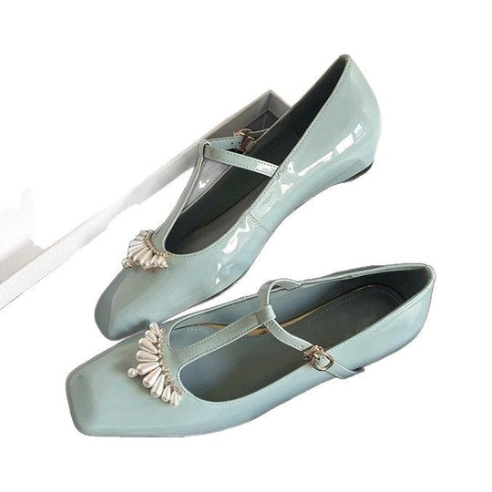 Damen Elegante und stilvolle Ballerinas mit Perlenapplikation EB