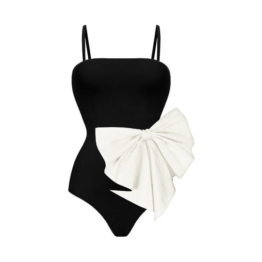 Damen Einteiler Badeanzug mit eleganter Schleifenapplikation EB
