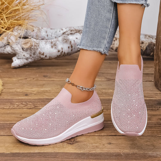 Damen Sneakers mit funkelnden Akzenten und elastischem Strickoberteil EB