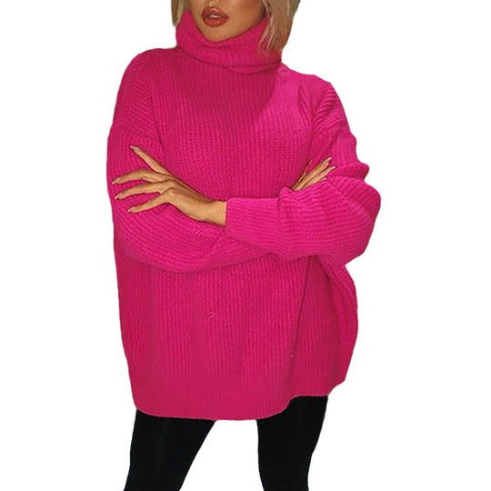 Damen Grobstrick Rollkragenpullover mit oversize Passform EB