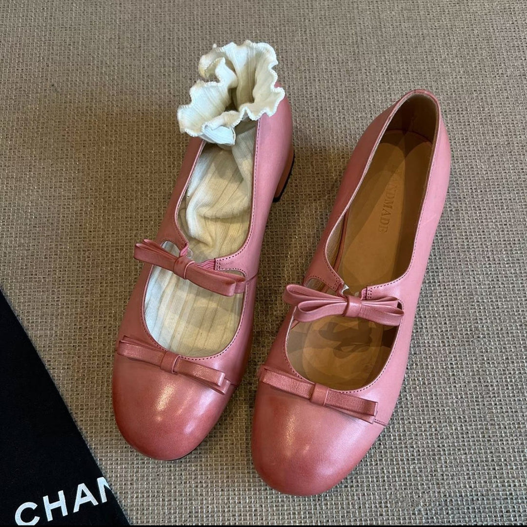 Damen Ballerinas mit dekorativem Strickbund und eleganten Schleifen EB