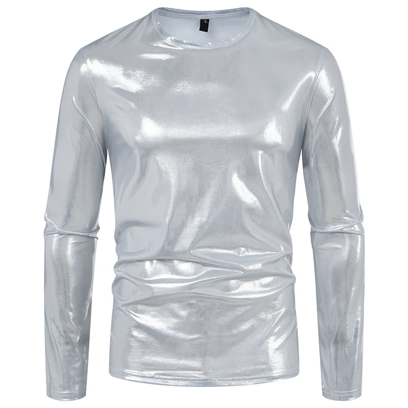 Herren Langarmshirt aus glattem, reflektierendem Material EB
