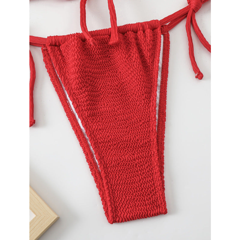 Damen Triangelbikini mit raffinierten Knoten und hochwertigem Häkel-Design EB