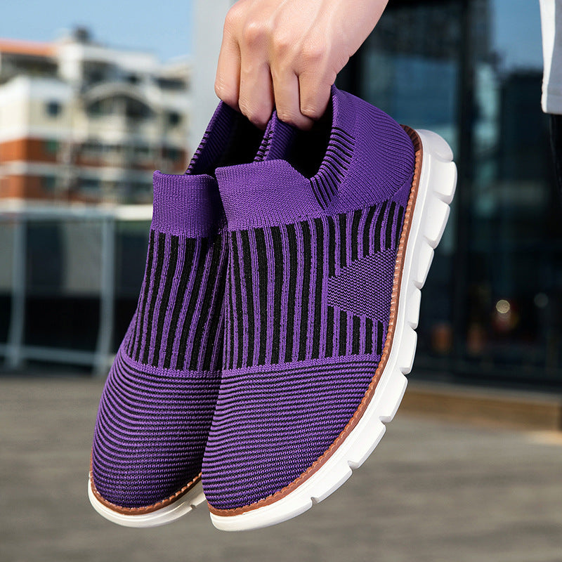 Damen Sportliche Slip-On Sneakers mit flexiblem Strick-Obermaterial EB