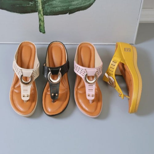 Damen Wedge-Pantoletten mit modischem Dekor und ergonomischem Design EB