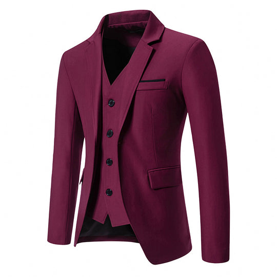 Herren nan elegantes Einreiher-Sakko mit passender Weste und schmalem Business-Schnitt EB
