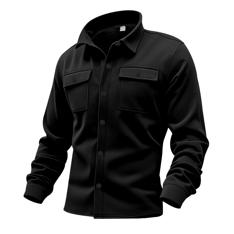 Herren nan Twill-Overshirt mit Hemdkragen, aufgesetzten Brustklappen und geradem Saum EB