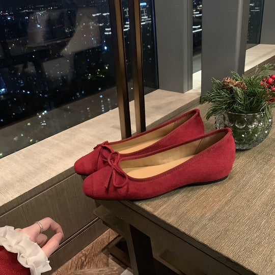 Damen Ballerinas mit charmantem Schleifendetail aus hochwertigem Wildleder EB