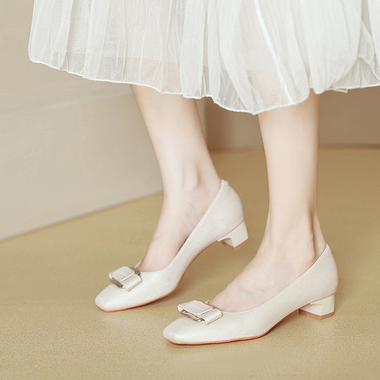 Damen Ballerinas mit elegantem Quadrat-Design und dekorativem Riemen EB