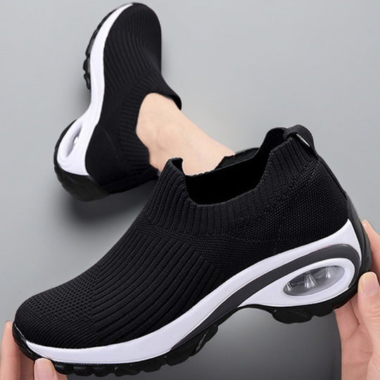 Damen Komfortable Slip-On Sneakers mit atmungsaktiver Strickoberfläche EB